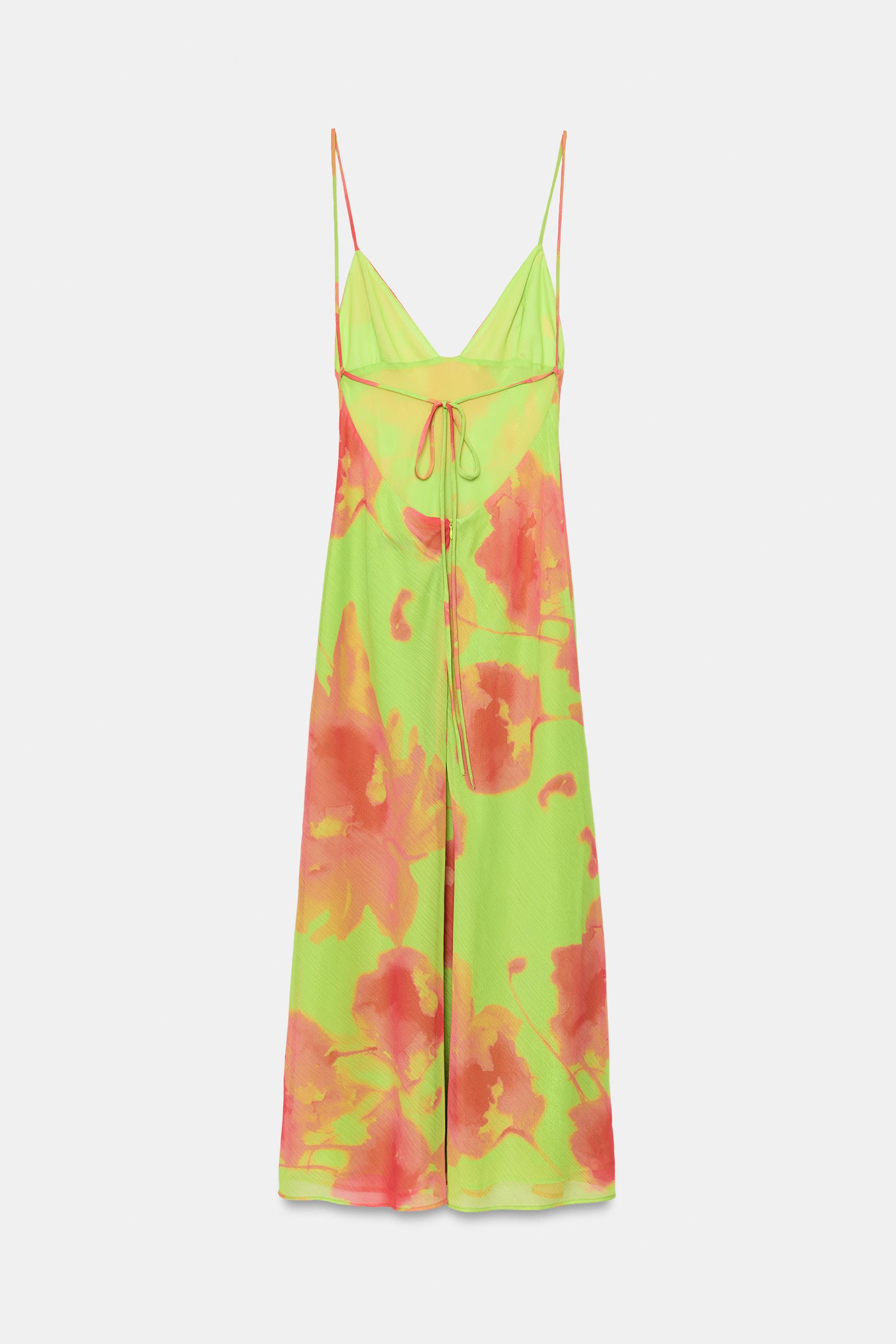 PRINTED STRAPPY MIDI DRESS